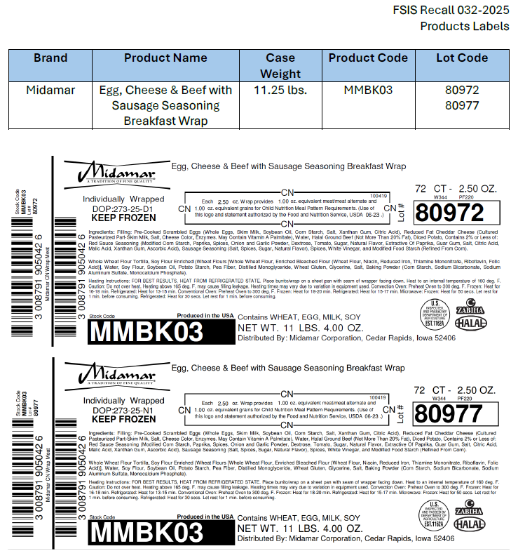 M.C.I. Foods, Inc. Recalls Ready-To-Eat Breakfast Burrito and Wrap Products Due to Possible Listeria Contamination M.C.I. Foods, Inc. Recalls Ready-To-Eat Breakfast Burrito and Wrap Products Due to Possible Listeria Contamination
