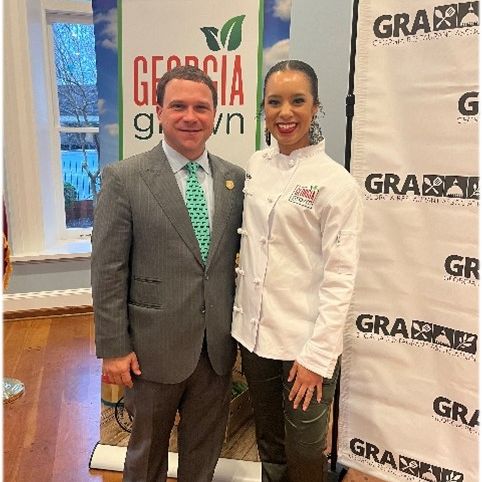 Georgia Grown Executive Chef Chelsia Green-Ogletree and Commissioner Tyler J Harper Georgia Grown Executive Chef Chelsia Green-Ogletree and Commissioner Tyler J Harper