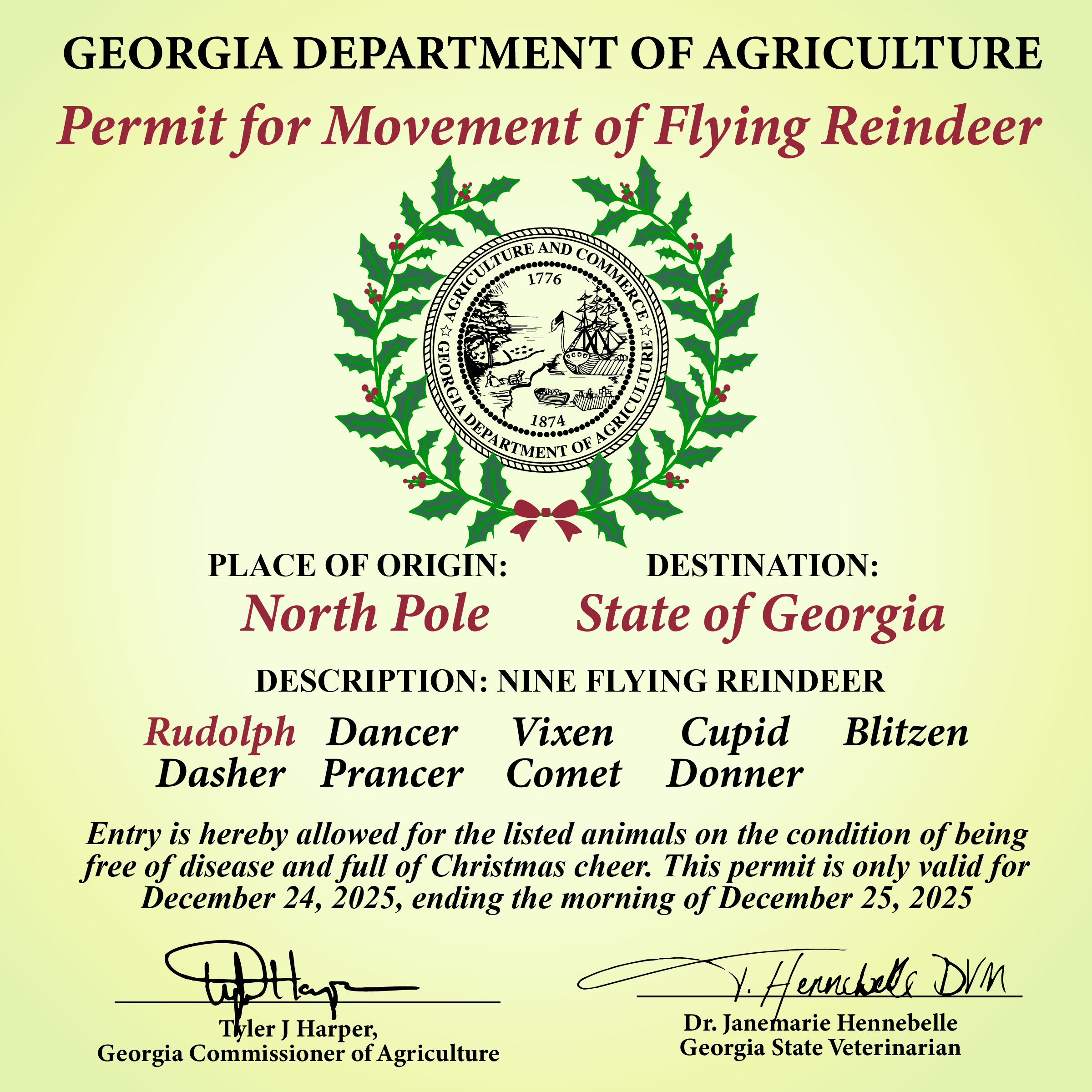 Merry Christmas: Santa's Reindeer Cleared for Entry into Georgia