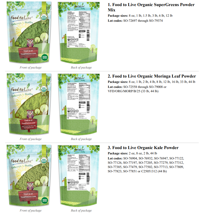 Lexunder Inc Recalls Food to Live Brand Green Powder Products Because of Possible Health Risk Lexunder Inc Recalls Food to Live Brand Green Powder Products Because of Possible Health Risk
