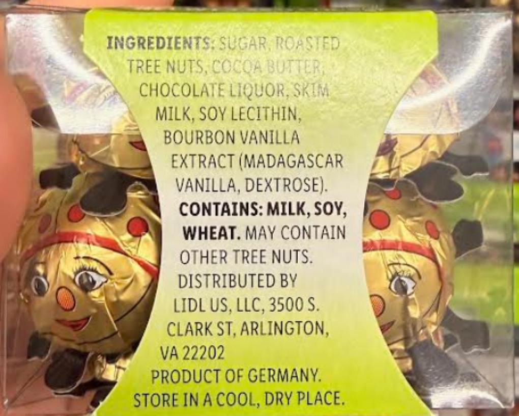 Lidl US Issues Allergy Alert on Undeclared Hazelnuts in Favorina Chocolate Ladybugs – German-Style Nougat