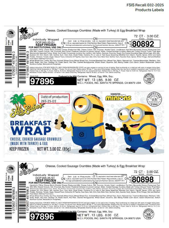 M.C.I. Foods, Inc. Recalls Ready-To-Eat Breakfast Burrito and Wrap Products Due to Possible Listeria Contamination M.C.I. Foods, Inc. Recalls Ready-To-Eat Breakfast Burrito and Wrap Products Due to Possible Listeria Contamination