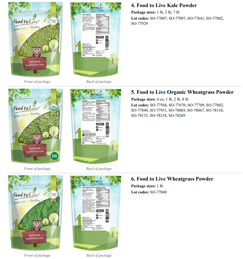 Lexunder Inc Recalls Food to Live Brand Green Powder Products Because of Possible Health Risk Lexunder Inc Recalls Food to Live Brand Green Powder Products Because of Possible Health Risk