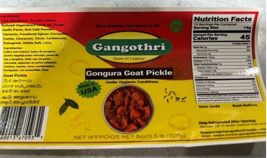 Indus Foods, LLC DBA Gangothri Foods Recalls Ready-To-Eat Pickled Goat and Chicken Products Produced Without Benefit of Inspection Indus Foods, LLC DBA Gangothri Foods Recalls Ready-To-Eat Pickled Goat and Chicken Products Produced Without Benefit of Inspection
